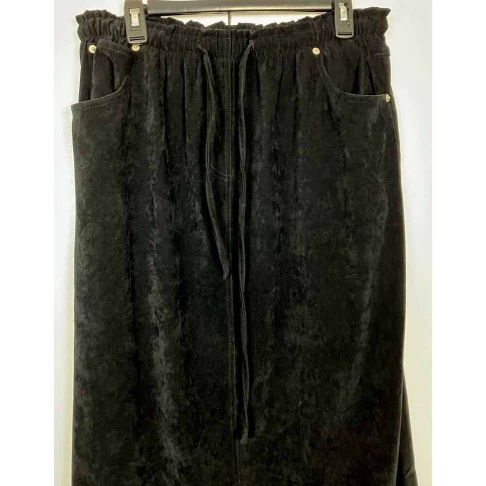 Vintage Denim & Co Faux Suede Long Black Skirt Size Large - Picture 5 of 8